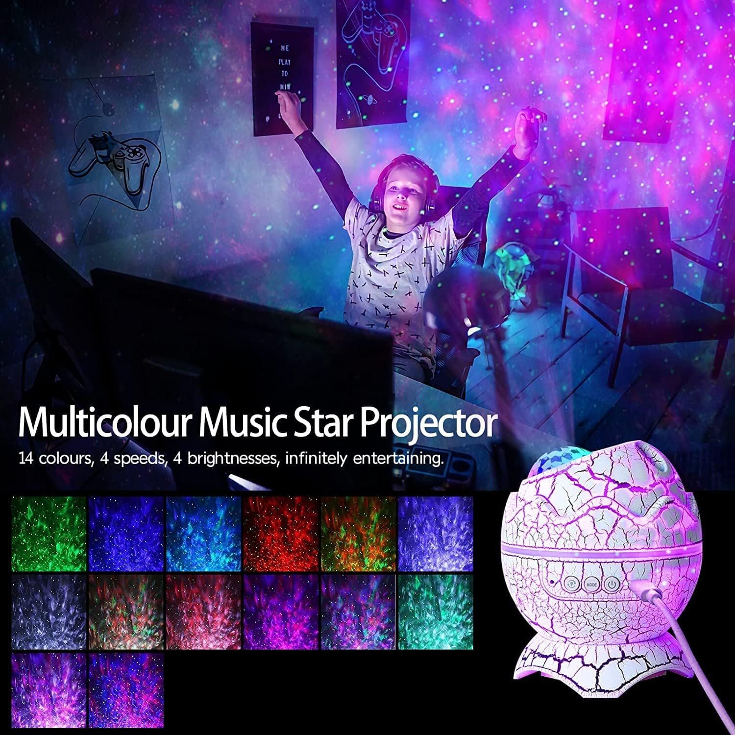 Dinosaur Egg Galaxy Star Projector – Image 4